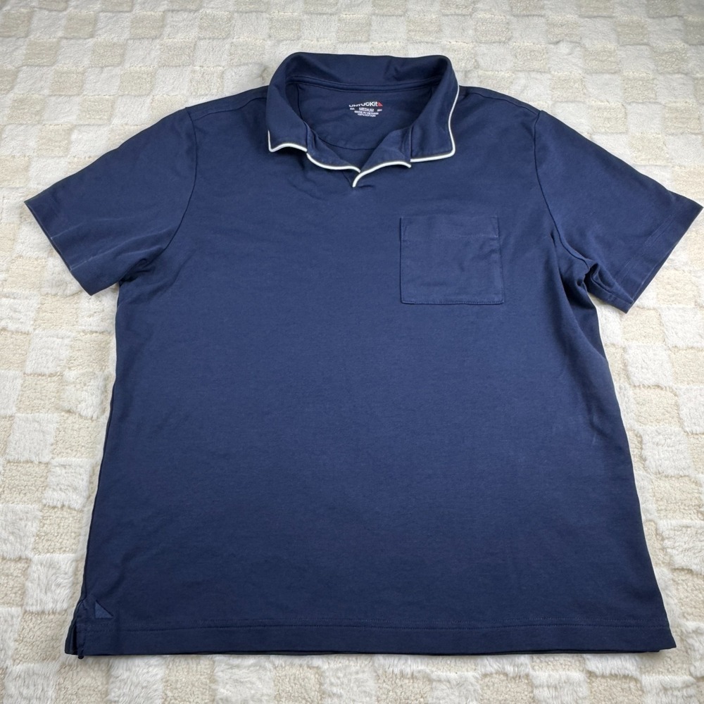 UNTUCKit Women's Navy Blue Polo Shirt Size Medium‎ with White Trim